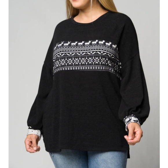 Plus - Rudolph Pattern Black Christmas Sweater - Picture 4 of 4